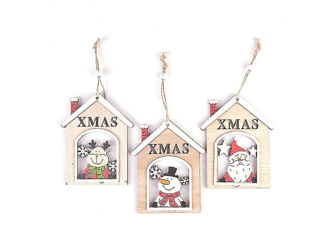 Pacote Com 6 Enfeites De Natal Vazados De Madeira Para Árvore De Natal, Decoração Para Festas Olysi Shop