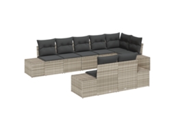 Conjunto 8 Conjunto De Jardim Vidaxl Cinzento-claro Vime Pe (184 X 62 X 85 Cm)
