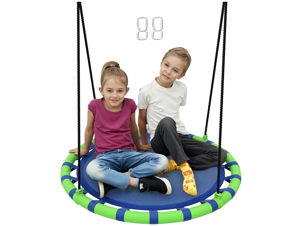 Baloiço redondo de jardim ajustável para crianças carga até 150kg Ø 100x180cm preto azul S/MARCA
