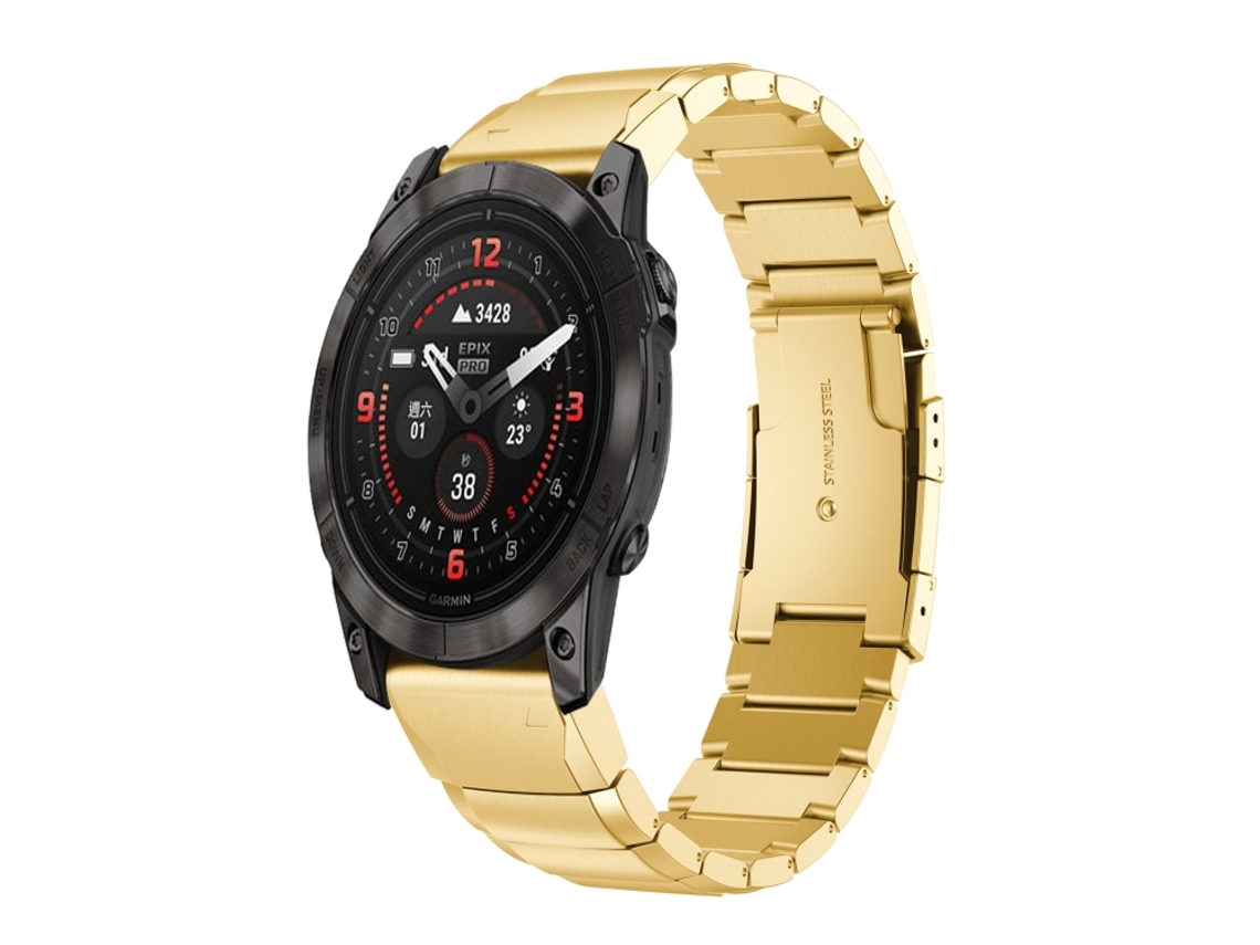 Bracelete para Garmin Epix Pro XIAOMOYU em Aço Inoxidável com Estampa de Casco de Tartaruga (22mm) Dourado