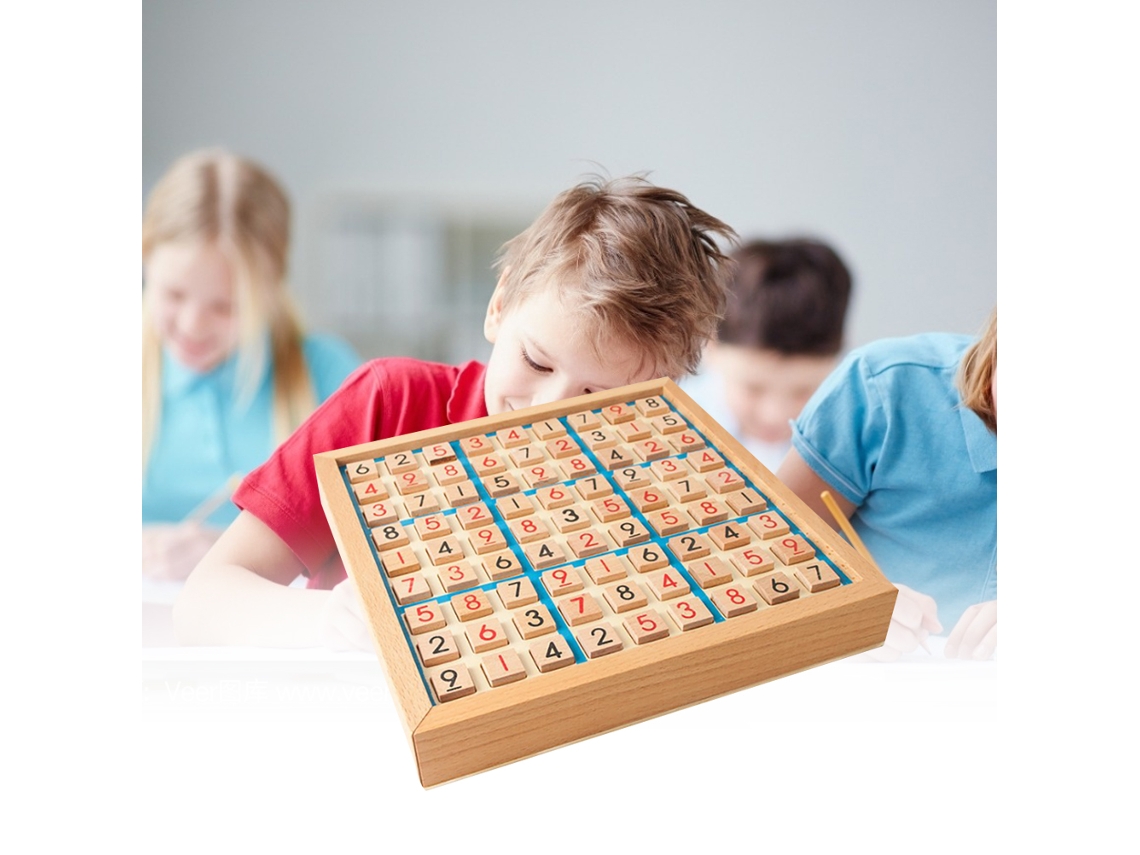 Primerox jogo de Sudoku de Madeira com Gaveta e Livro de Quebra cabeças para Crianças e Adultos