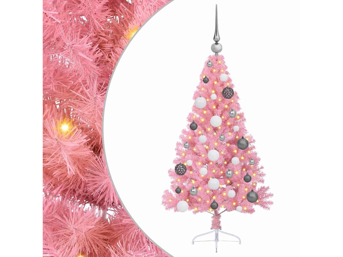Árvore De Natal Artificial Iluminada Vidaxl Rosa Pvc (120 Cm)