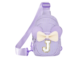 Mala A Tiracolo Infantil Às Riscas Com Laço E Letra J (roxo)