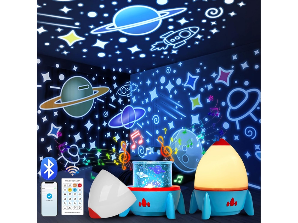 Projetor de Céu Estrelado Infantil com 8 Filmes, Luz Noturna para Crianças, Projetor de Estrelas Bluetooth, Projetor de Galáxias, Presente BRILVIBERA