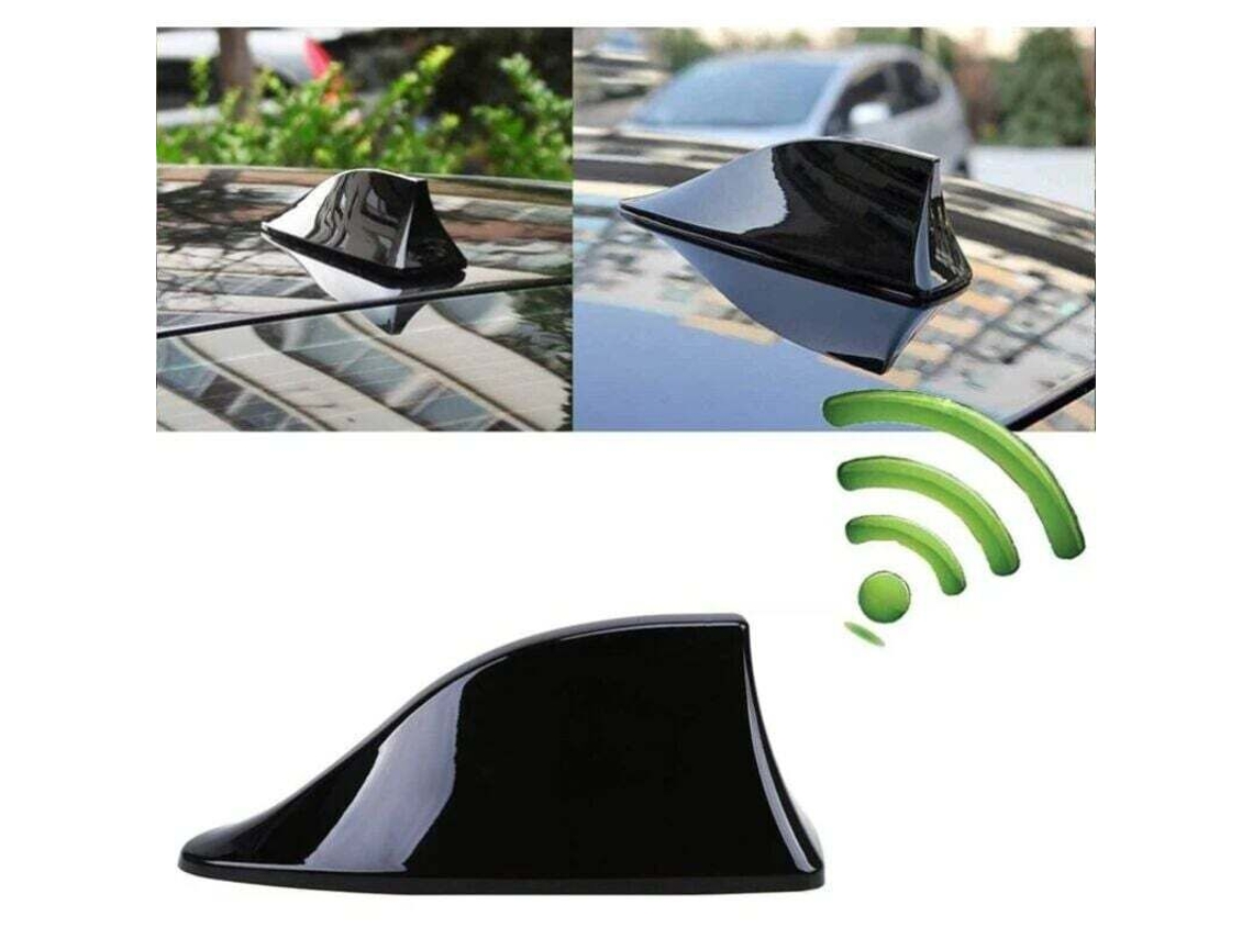 Antena Universal Tipo Barbatana De Tubarão Para Carro Antena De Rádio Fm Com Base Adesiva À Prova Dágua Aquaforge (preta)