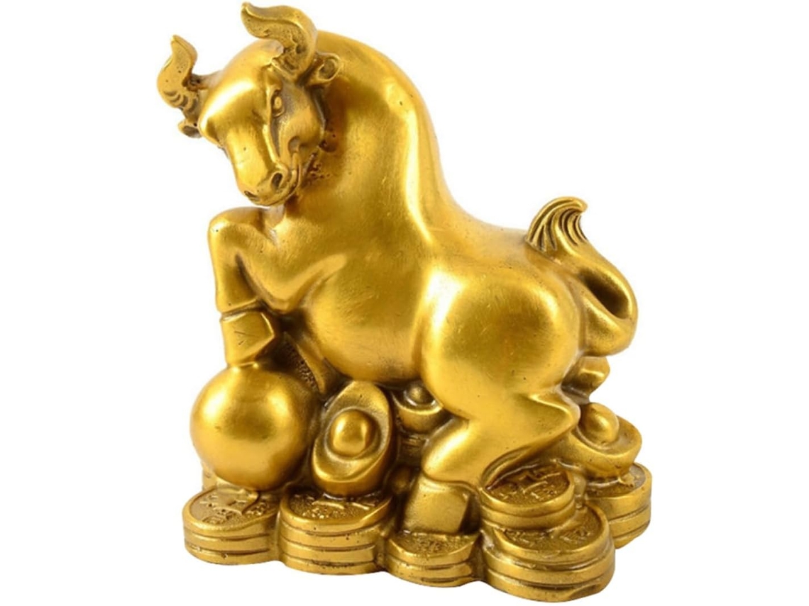 Estatueta De Touro Grande Em Cobre, 11x8x6 Cm - Escultura Retrô Feita À Mão