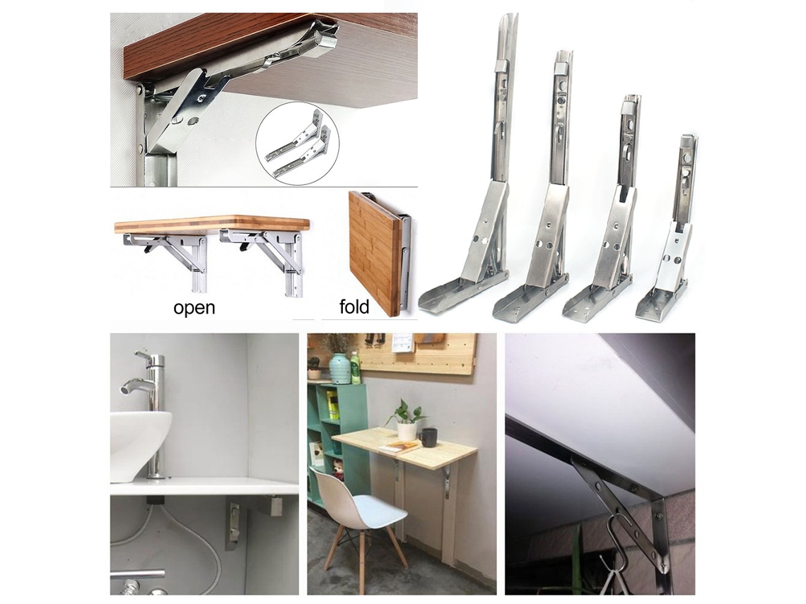 Suporte de prateleira de parede triangular dobrável de aço inoxidável