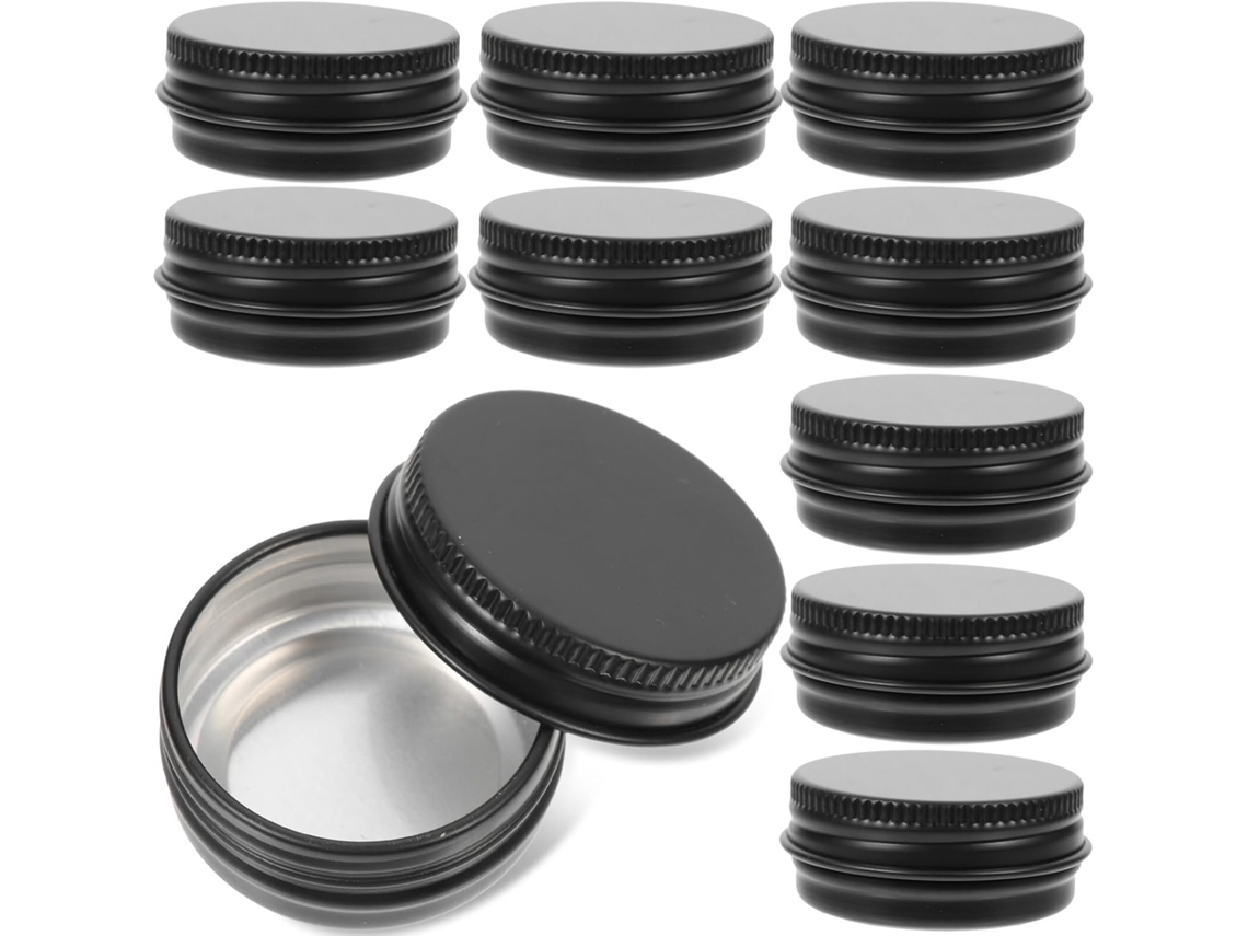 Conjunto De 24 Latas Redondas De Alumínio De 15 Ml, Recarregáveis, Para Cosméticos Diy, Na Cor Preta Gokoco