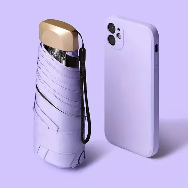 (roxo 6k) Mini Guarda-chuva De Bolso, Guarda-chuva Pequeno Para Proteção Solar, Guarda-chuva Impermeável, Guarda-chuva Dobrável De Vinil