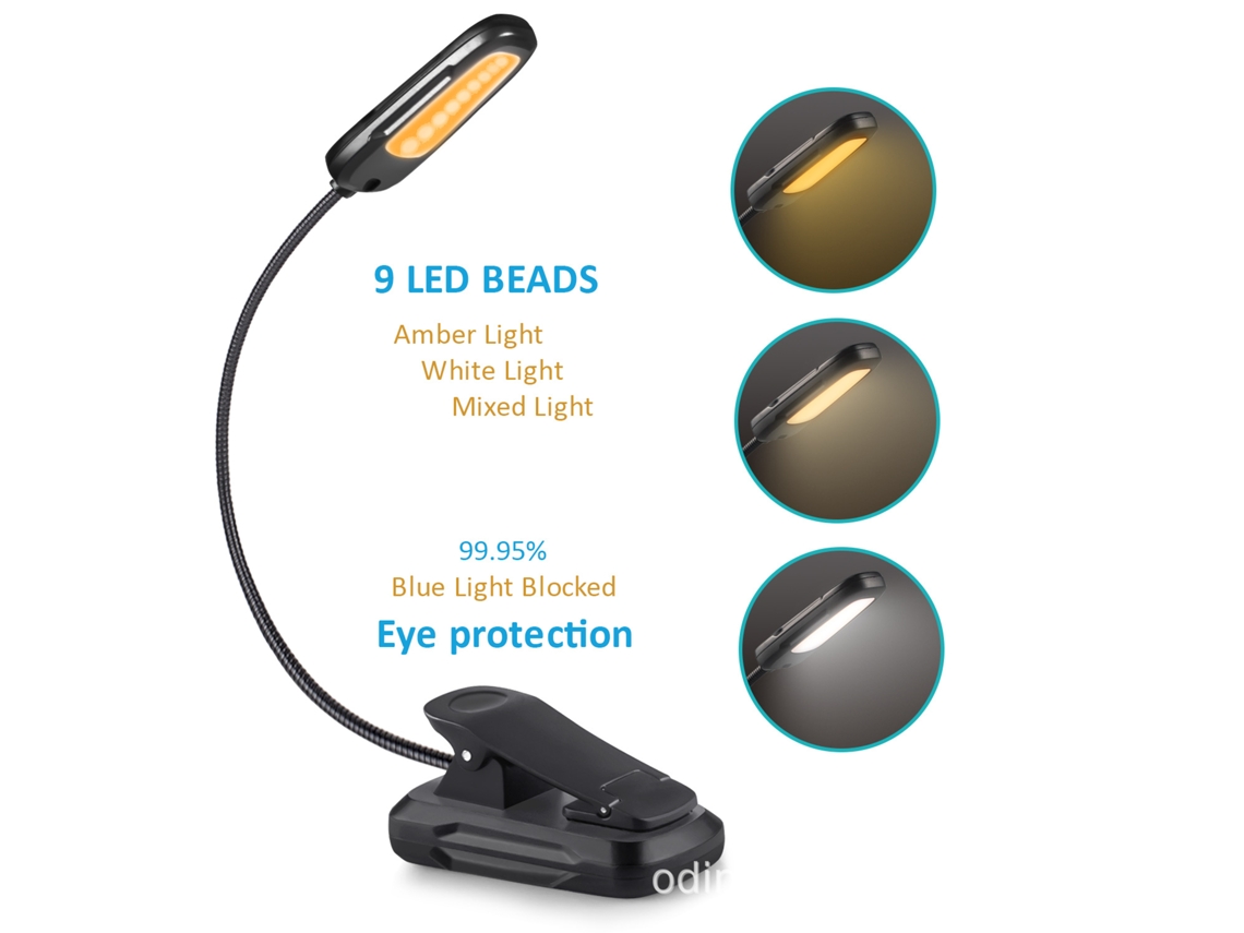 Luminária Led De Pescoço, 9 Díodos, Recarregável, Usb, Clipe, Flexível, 9 Modos, Para Estudo, Cabeceira, Trabalho, Artesanato Ou Viagens