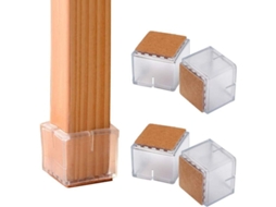 5pcs Protetores de Pés de Cadeira de Silicone com Feltro, Ajustáveis para Pés Quadrado (3.1 3.6cm)
