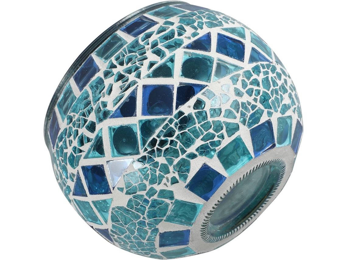 Luminária Solar De Jardim Led À Prova D'água Com Efeito Mosaico Azul Translúcido - Iluminação Decorativa Para Exteriores