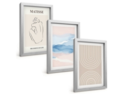 Pinturas Murais Modernaslinhas, Ondas, Minimalismo Pastel Moldura Prateada Fotos Para O Corredor Espelharte (3 Peças 20x30 Cm)