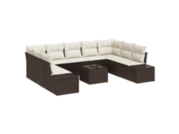 Conjunto 10 Sofá De Jardim Vidaxl Castanho Vime Pe (289 X 209 X 69 Cm)