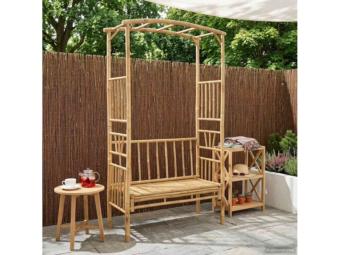 Vidaxl Arco De Jardim Com Banco 115 X 50 X 205 Cm Bambu