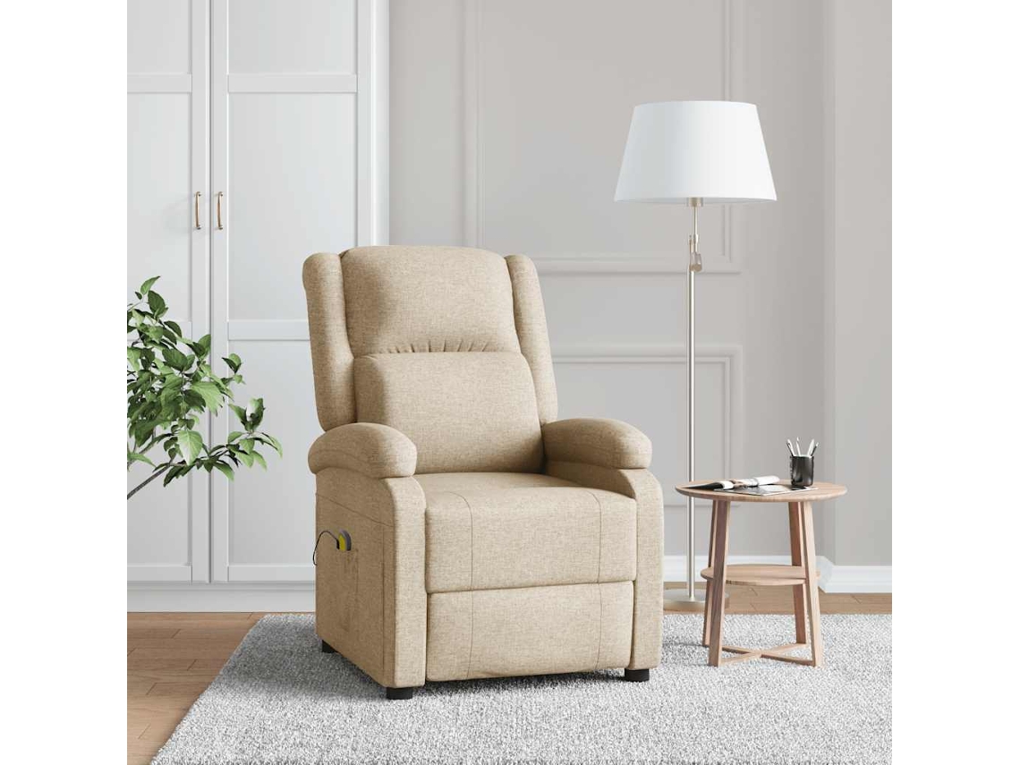 Vidaxl Poltrona de Massagens Tecido Cor Creme