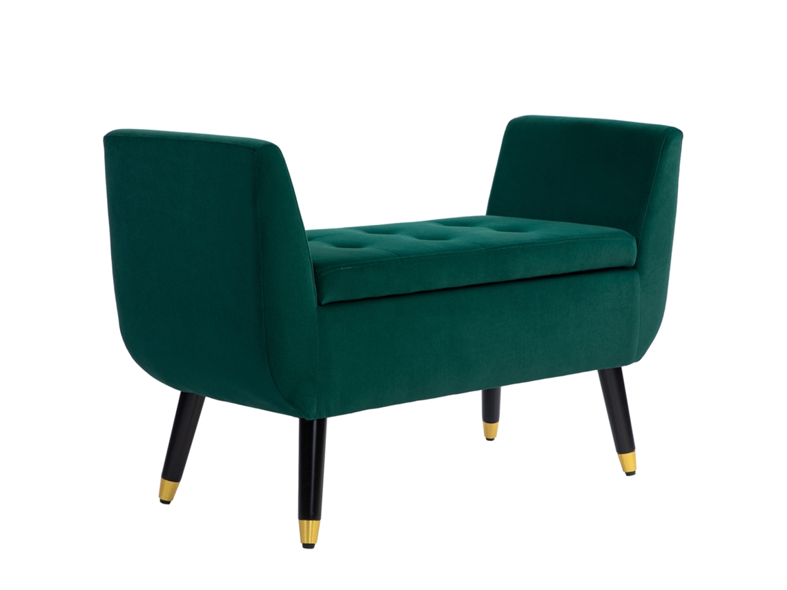 Banco Luxo Veludo Braços Madeira Seringueira Verde 107cm VELTRIX