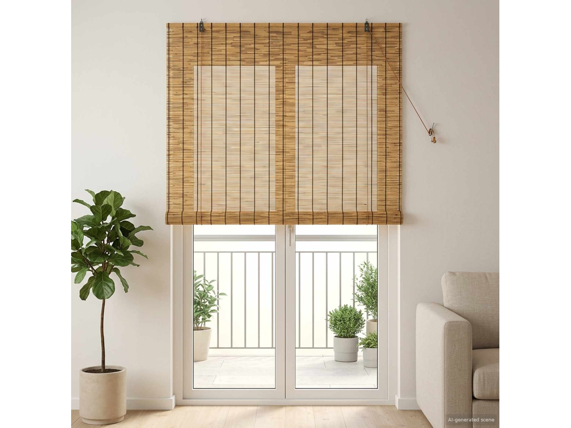 Vidaxl Estores De Rolo Castanho 120 X 220 Cm Junco
