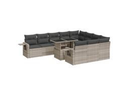 Conjunto 11 de sofás de jardim VIDAXL Cinzeto Rattan / Vime