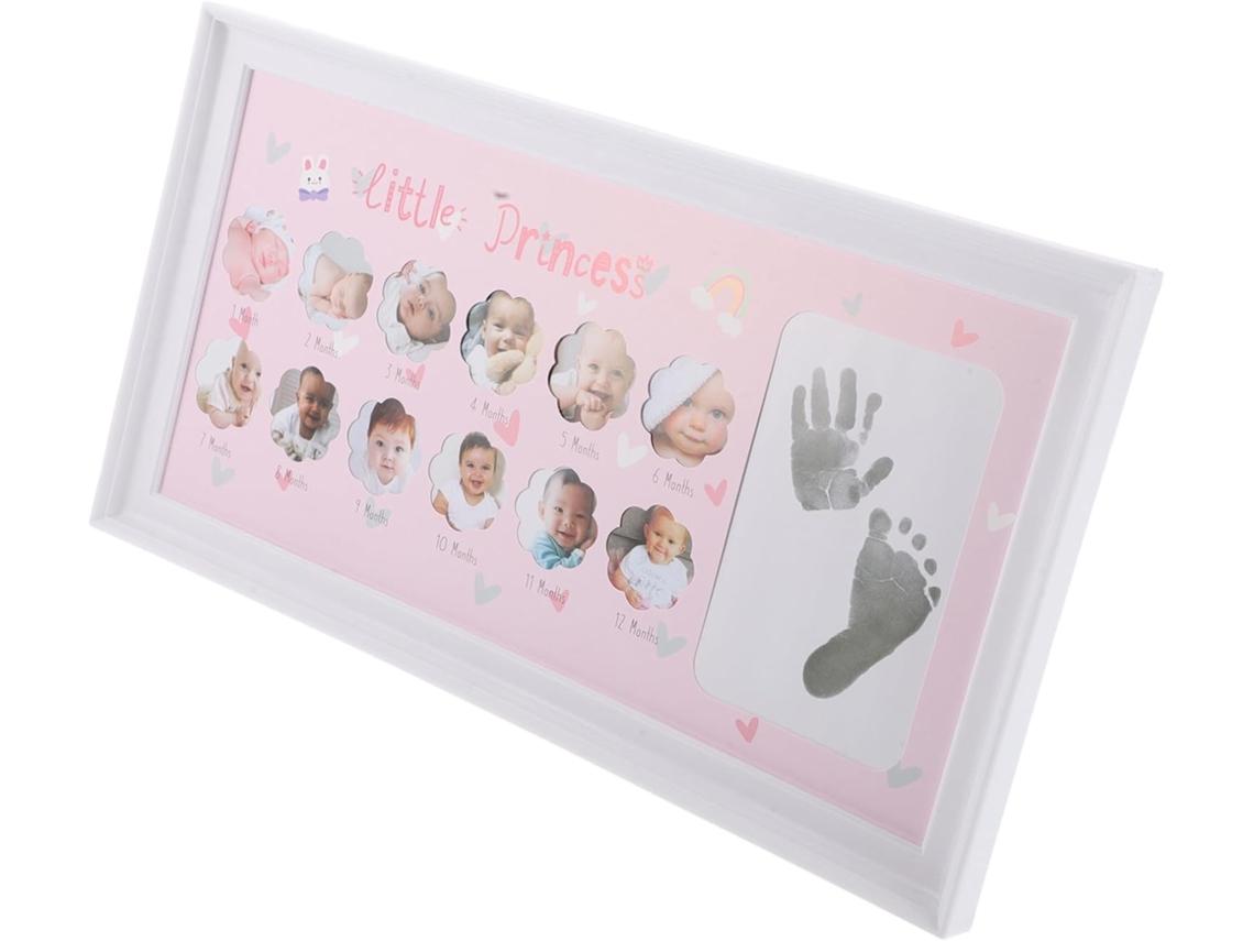 Porta-retratos Para Bebê Com Impressões De Mãos E Pés, Elegante Pvc Rosa.