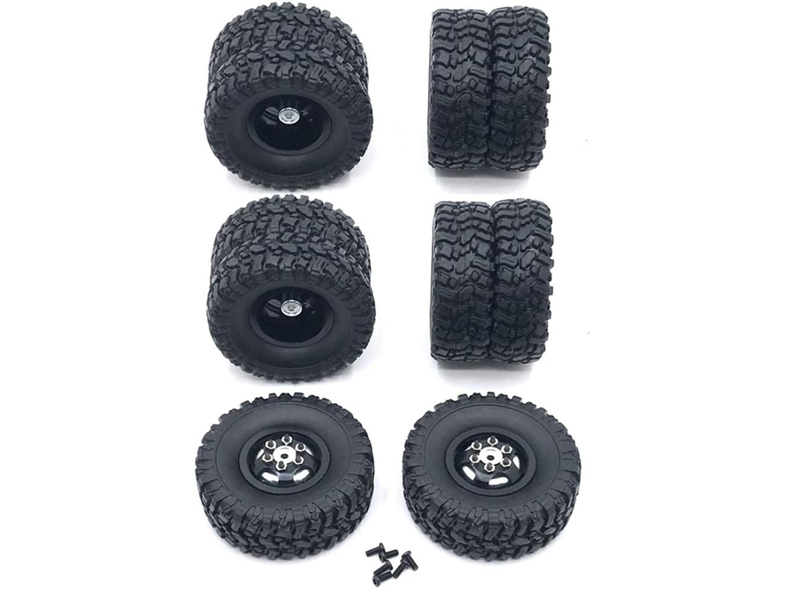 Aro Duplo de Metal com Pneu de Borracha para Caminhão RC, Preto SFUSHOS