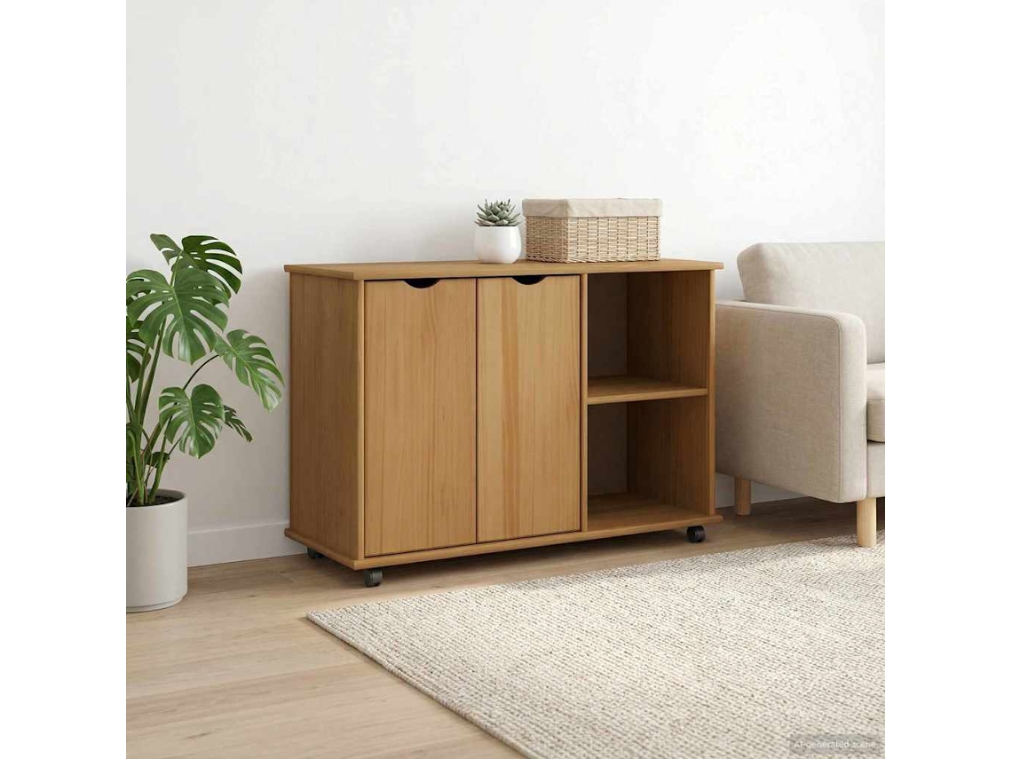 Vidaxl Armário Móvel Com Roda Marrom Mel 100 X 39 X 65,5 Cm