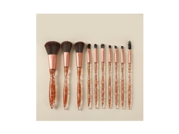 Conjunto de Profissional com 10 Peças Pincel de Maquilhagem para Base de Cristal Brilhante Blush e Mistura de Blush Laranja LUUCOZK