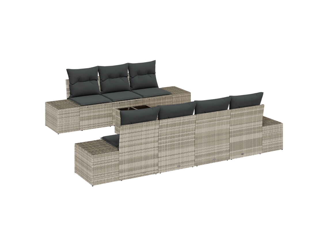 Conjunto 8 Conjunto De Sofá De Jardim Vidaxl Cinzento-claro Vime Pe (239 X 62 X 69 Cm)