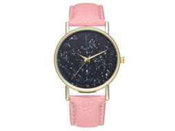 Relógio analógico Zhoulianfa de quartzo rosa para mulheres/homens com pulseira de PU