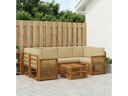Vidaxl Conjunto De Sofás Para Exterior 7 Unid. Natural E Bege