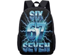 Mochila 67 Seven Azul Metálico, 43,2 Cm, Escolar Cromada Retrô Anos 80 Para Adolescentes, Meninos Crianças,