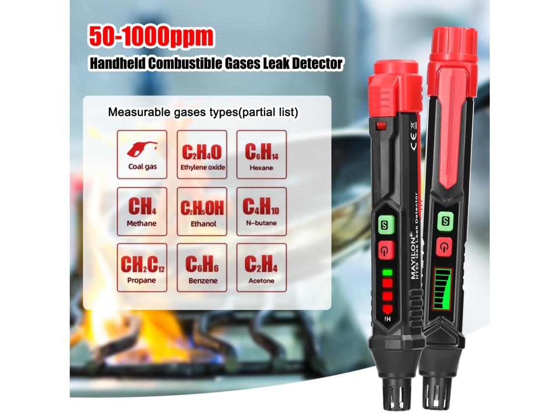 DETECTOR portátil de Vazamento de Gases Inflamáveis YURU com Display LCD, Medidor PPM