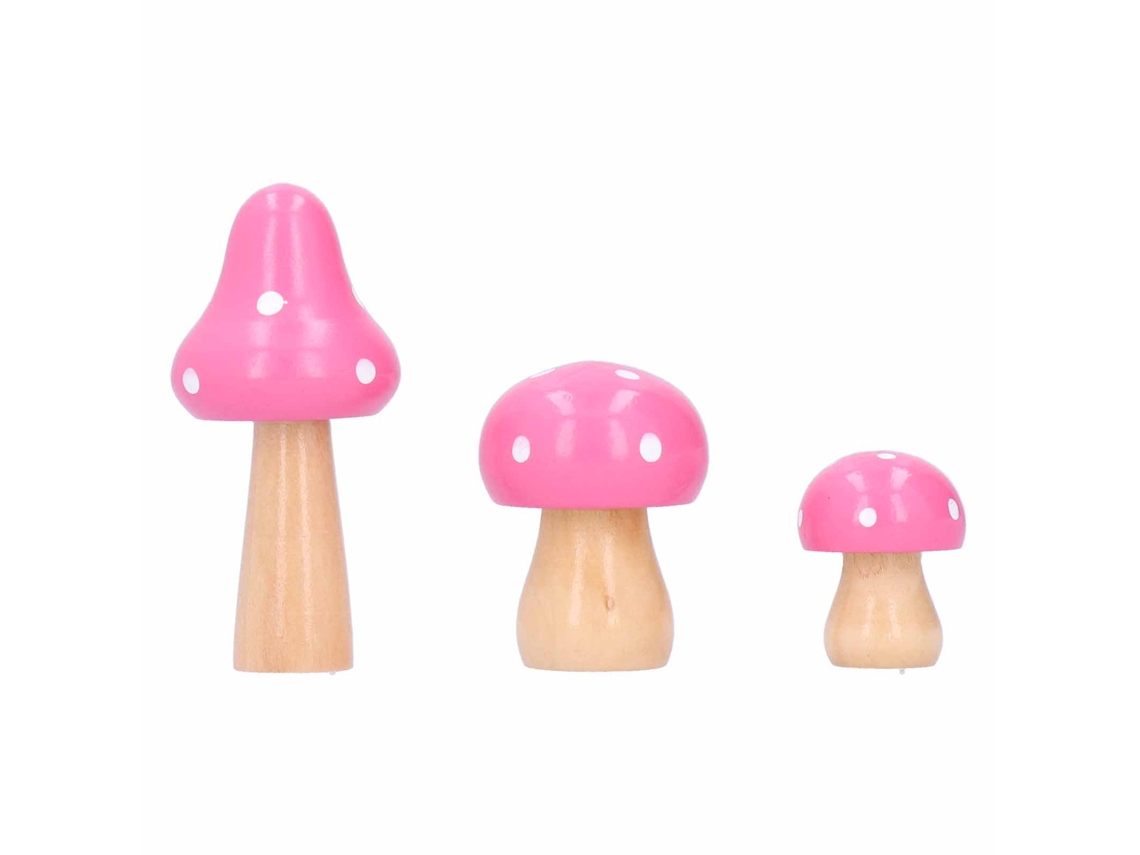 3 Peças/conjunto Ornamentos De Cogumelo De Madeira Cute