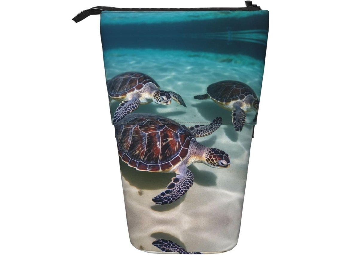 Case Trousse Crayons Télescopique Turtles Print Multifotionnel Boite Crayon Fournitures Peil Télescopique