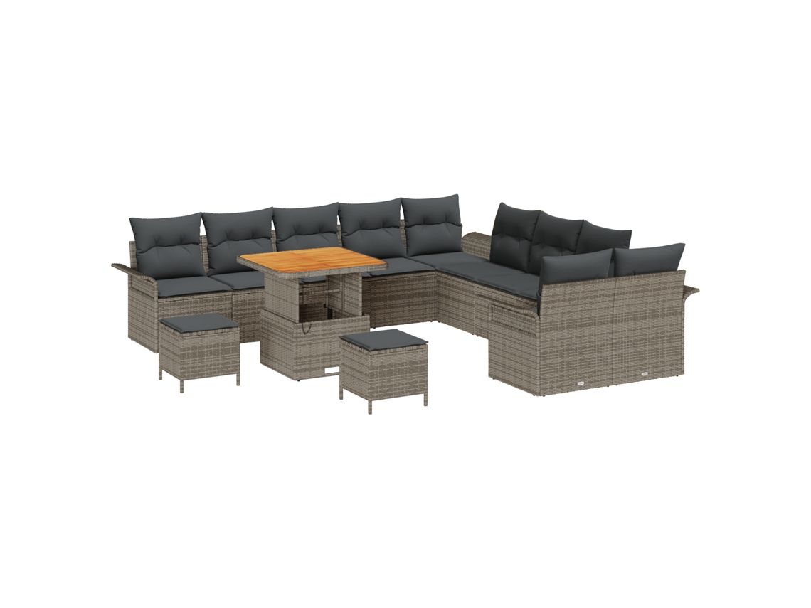 Conjunto 13 Conjunto De Sofá De Jardim Vidaxl Cinzento Vime Pe (306 X 289 X 85 Cm)