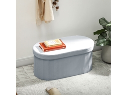 Banco Dobrável Com Espaço De Armazenamento E Acabamento Aveludado, Ideal Para Sala De Estar, 76 X 38 X 35 Cm, Cinza Escuro.