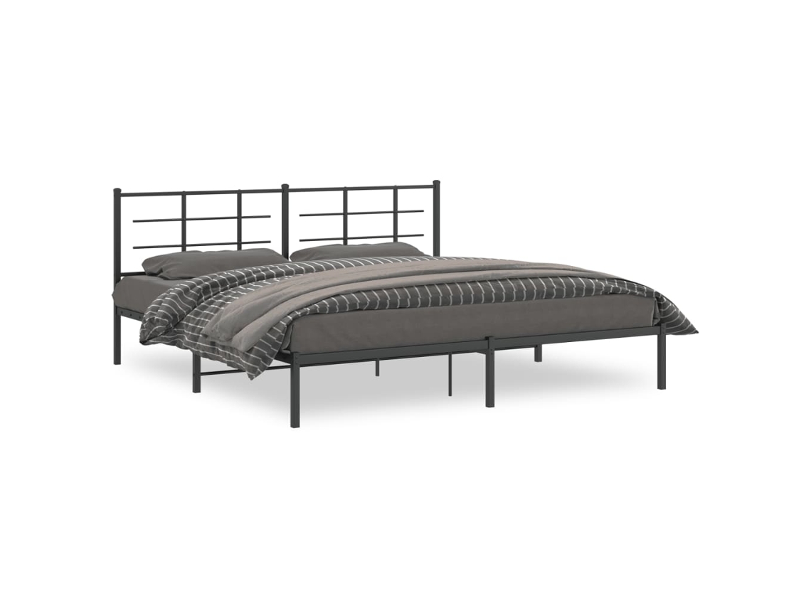 Estrutura de Cama com Cabeceira Metal Preto MAISON EXCLUSIVE 193x203 cm