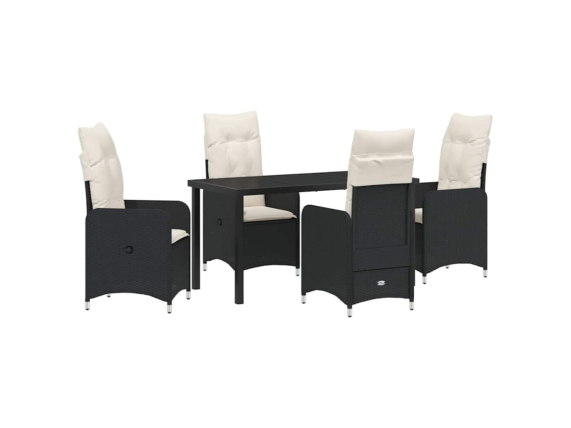 Conjunto de Jantar para Jardim 5 Pcs Preto Vime Pe MAISON EXCLUSIVE