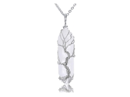 Colar Árvore da Vida em Cristal Natural Prateado (Quartzo Transparente) 2026