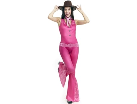 Fantasia de boneca famosa de vaqueira fúcsia para mulheres