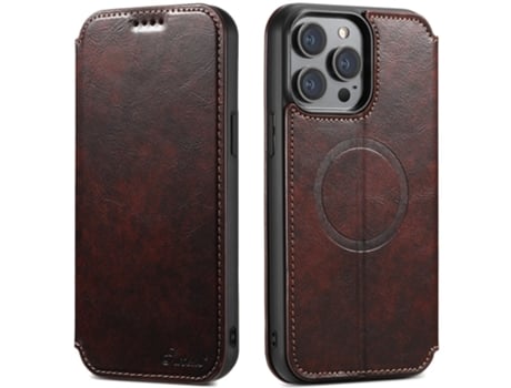 Capa Magsafe Para Iphone 13 Pro Max Suteni Pele Sintética Castanho