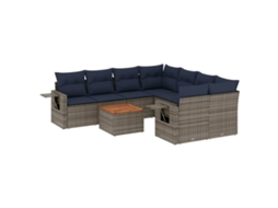 Conjunto de Sofá de Jardim, 9 Peças, Almofadas, Rattan Cinza MAISON EXCLUSIVE