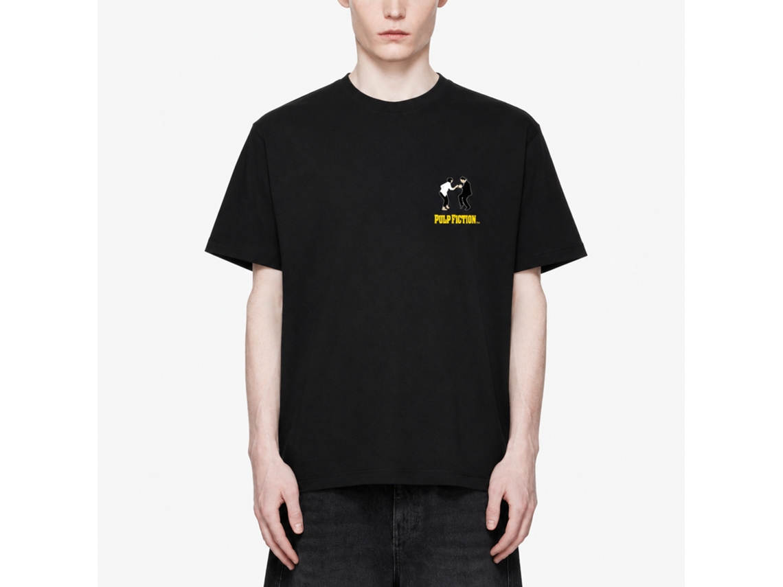 Rockinstone Men's T-shirt Pulp Fiction Vince Mia Graphic Print Tee Black Size:s