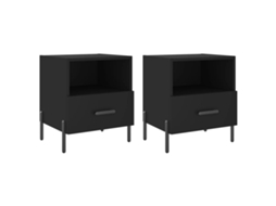 Bedside Cabinet, Bedside Cabinets Vidaxl Preto Madeira Processada (n/a)
