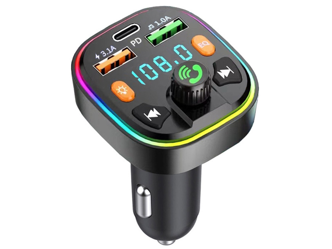Transmissor Fm YIZHOOD Q5 3.1A Tipo C Usb Mãos-Livres Bluetooth 5.0 Preto