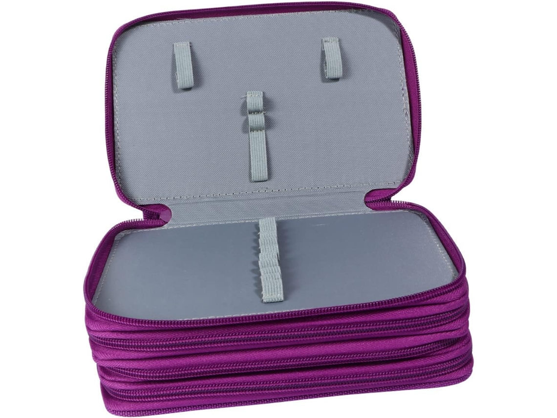 Estojo Multifuncional Com 72 Compartimentos E 4 Divisórias, Roxo Escuro, Para Estudantes, Grande Cap Gokoco