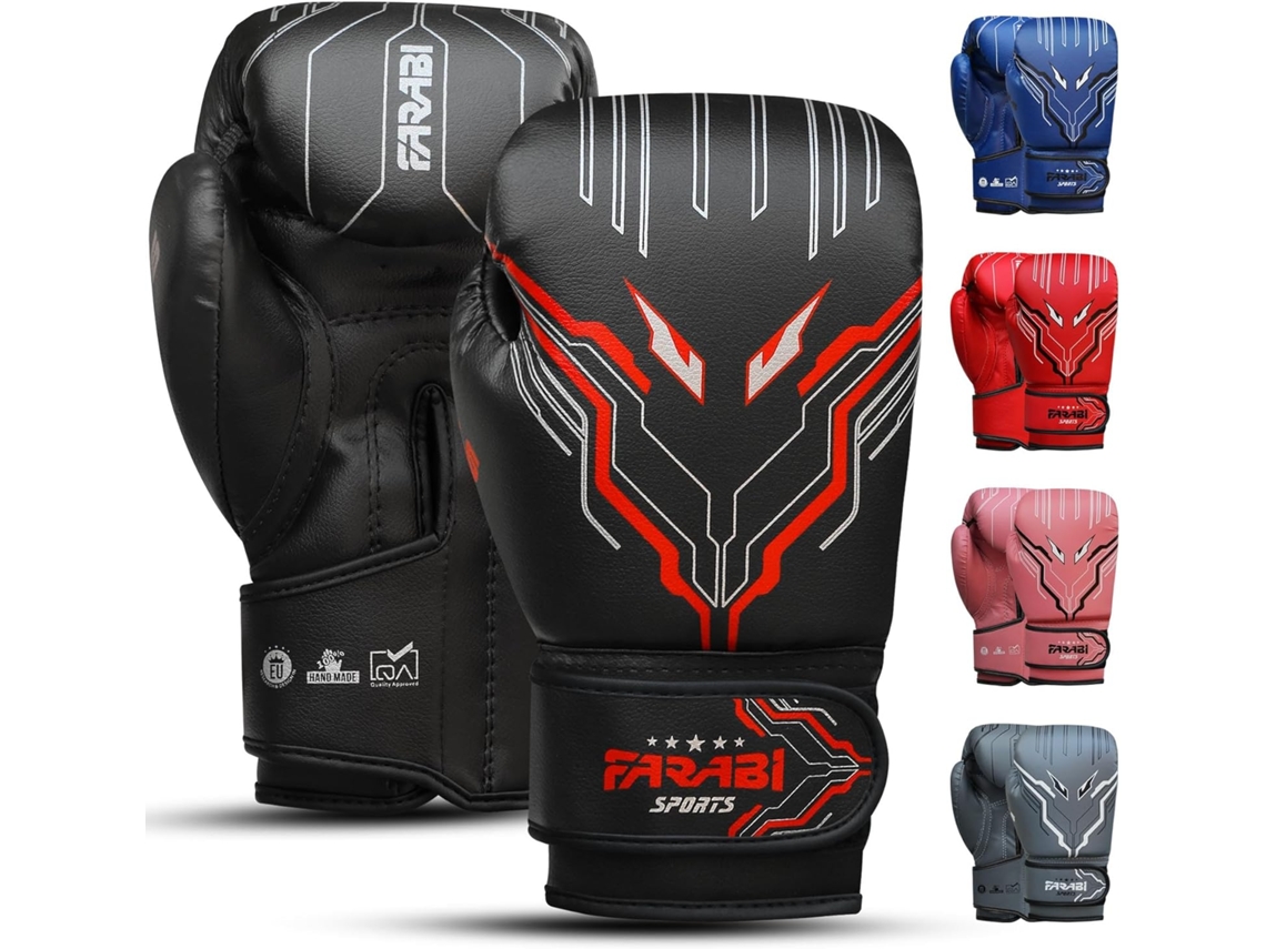 Luvas de Boxe para Crianças Fk 3.6 Preto FARABI SPORTS 6 Oz, Júnior para Mma, Muay Thai, Saco de Pancadas e Treino para 5 a 10 Anos