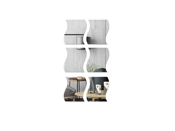 6pcs Adesivo De Parede De Espelho 3d Ondulado Autoadesivo Para Decoração Residencial