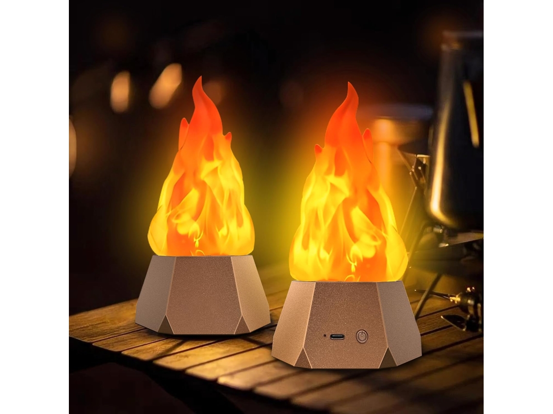 Conjunto de 2 Lâmpadas Led com Efeito Chama, Velas Recarregáveis​​ Sem Chama com Efeito de Tremulante para Quartos, Camping e Decoração BRILVIBERA