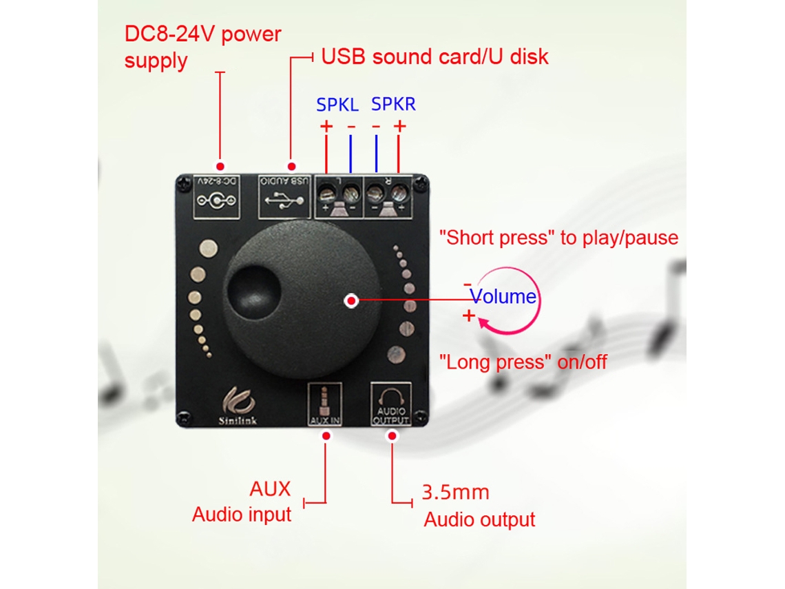 Laxiscreed Amplificador De Áudio Bluetooth 5.0 20w+20w Sem Fios, Controle Por Smartphone, Estéreo